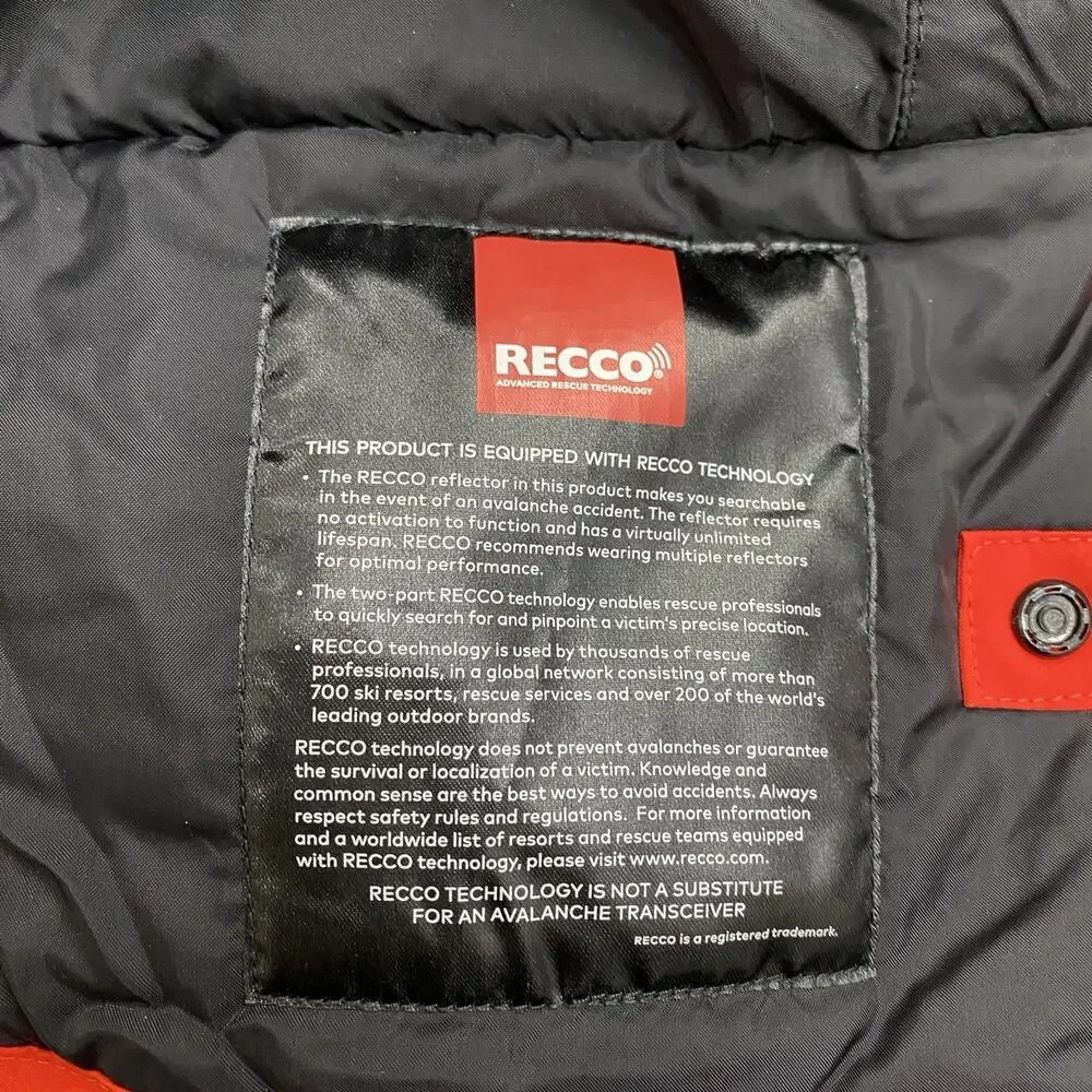Obermeyer Ski Jacket Boys M 10-12 Red Black RECCO Snowboard Winter Hooded Bright